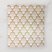 Goud en wit Damask Wedding Gevouwen Plaats Kaart Plaatskaartje (Binnenkant ongevouwen)