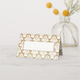 Goud en wit Damask Wedding Gevouwen Plaats Kaart Plaatskaartje