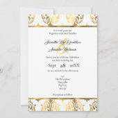 Goud en wit damast bruiloft kaart (Voorkant)