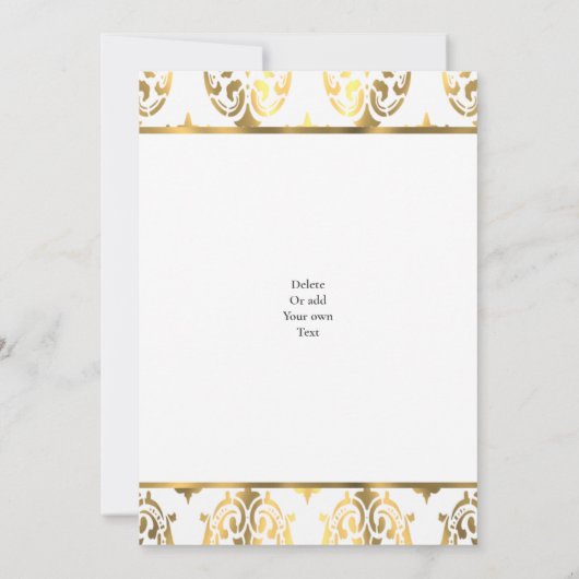 Goud en wit damast bruiloft kaart (Achterkant)