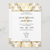 Goud en wit damast bruiloft kaart (Voorkant / Achterkant)