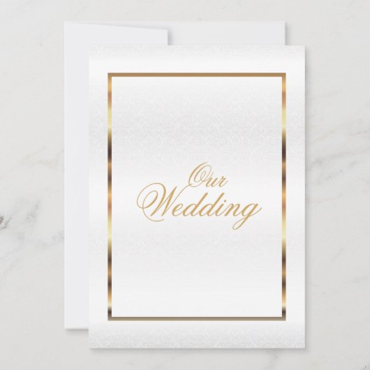 Goud en Wit Damast - Huwelijk Kaart (Achterkant)