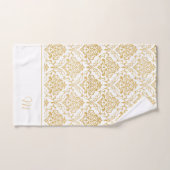 Goud en wit damast monogram 2 bad handdoek (Handdoek)