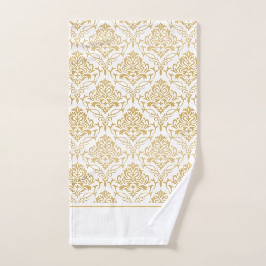 Goud en wit  damast monogram 2 bad handdoek (Handdoek)