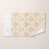 Goud en wit  damast monogram 2 bad handdoek (Handdoek)