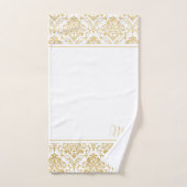 Goud en wit  damast monogram bad handdoek (Handdoek)