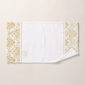 Goud en wit  damast monogram bad handdoek (Handdoek)