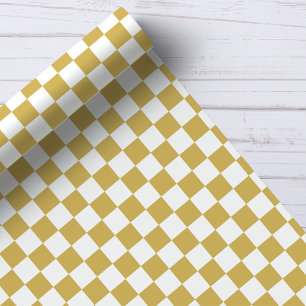 Goud en wit dambordpatroon cadeaupapier