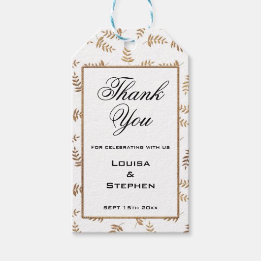 Goud en Wit Dank u Labels Cadeaulabel (Voorkant)