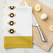 Goud en wit decoratief theedoek (Quarter Fold)