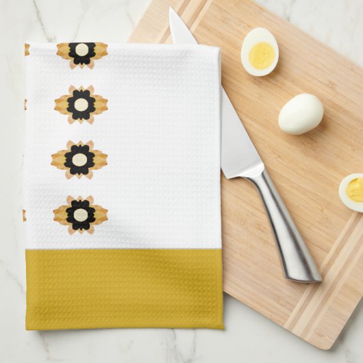 Goud en wit decoratief theedoek (Quarter Fold)