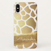 Goud en Wit Dierenpatroon met Gouden Glitter Case-Mate iPhone Case (Achterkant)