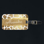 Goud en wit Dierenprint met Gouden Glitter Bagagelabel<br><div class="desc">Goud en witte Giraffe Dierenprint met Gouden Glitter Sparkles Bagagelabel. Dit label is ideaal voor terug naar school,  werk of reizen.</div>