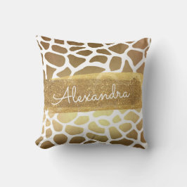 Goud en wit Dierenprint met Gouden Glitter Kussen