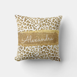 Goud en wit Dierenprint met Gouden Glitter Kussen