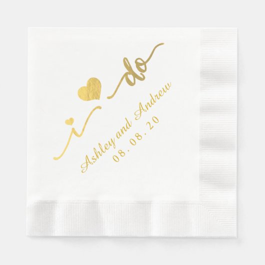 Goud en wit doe ik | Trouwpapier servet (Voorkant)