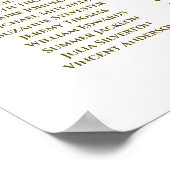 Goud en wit Eenvoudig 10-tafel-weddenschappen Poster (Hoek)