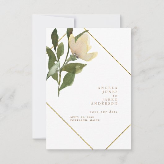 Goud en wit, eenvoudig, bespaar onze datum save the date (Voorkant)