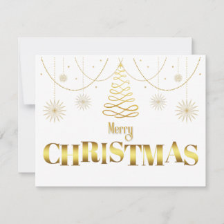 Goud en wit eenvoudig glinsterend Kerstmis Feestdagenkaart