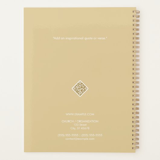Goud en Wit Eenvoudig Kruis Planner (Achterkant)