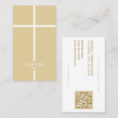 Goud en Wit Eenvoudig Kruis Visitekaartje (Voorkant / Achterkant)