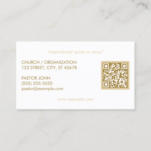 Goud en Wit Eenvoudig Kruis Visitekaartje (Achterkant)