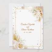 Goud en Wit Eenvoudige Elegante Trouwdag Kaart (Achterkant)