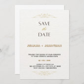 Goud en wit eenvoudige minimalistische huwelijksui kaart (Voorkant / Achterkant)