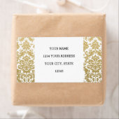 Goud en Wit Elegant Damast Patroon Etiket (Insitu)