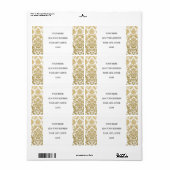 Goud en Wit Elegant Damast Patroon Etiket (Full Sheet)