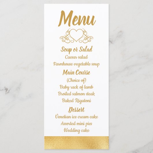 Goud en wit Elegant Menu Glam Bruiloft Partij (Voorkant)