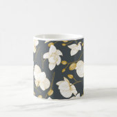 Goud en wit elegant orchid floral modern grijs koffiemok (Center)