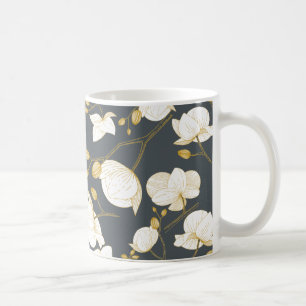 Goud en wit elegant orchid floral modern grijs koffiemok
