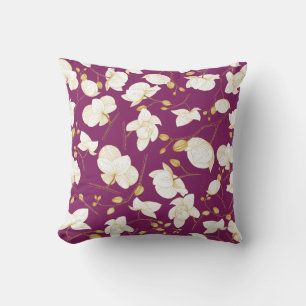 Goud en wit elegant orchidee, modern kussen