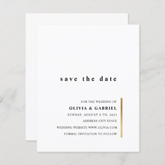 Goud en wit. Elegant simpele typografie bruiloft (Voorkant / Achterkant)