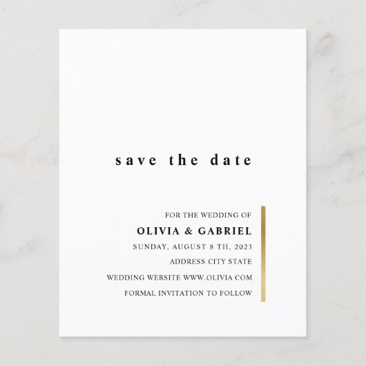 Goud en wit. Elegant simpele typografie bruiloft (Voorkant)