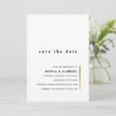 Goud en wit. Elegant simpele typografie bruiloft Save The Date (Staand voorkant)
