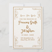 Goud en wit elegant sparen de Datum Uitnodiging (Voorkant)