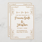 Goud en wit elegant sparen de Datum Uitnodiging (Voorkant / Achterkant)