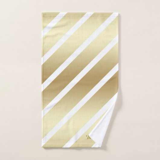 Goud en wit elegant stripes bad handdoek (Handdoek)