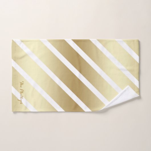 Goud en wit elegant stripes bad handdoek (Handdoek)