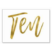 Goud en wit Elegant Tafel Nummer Tien. Kaart (Voorkant)