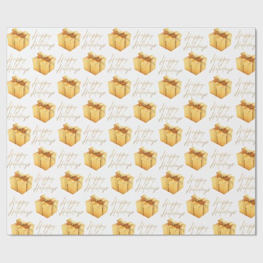 Goud en wit Elegante Kerst Cadeaupapier (Vlak)