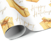 Goud en wit Elegante Kerst Cadeaupapier (Rol Hoek)