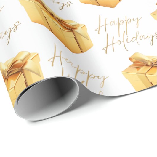 Goud en wit Elegante Kerst Cadeaupapier (Rol Hoek)