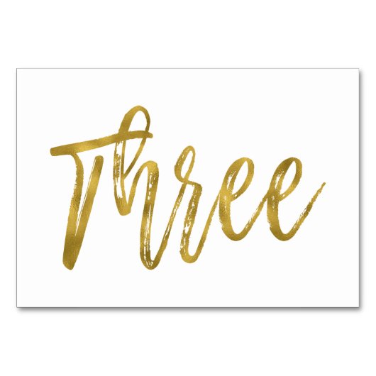 Goud en Wit Elegante Tafel Nummer Drie Kaart (Achterkant)
