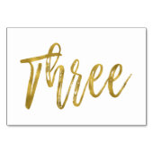 Goud en Wit Elegante Tafel Nummer Drie Kaart (Voorkant)