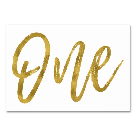 Goud en Wit Elegante Tafel Nummer Een Kaart (Voorkant)