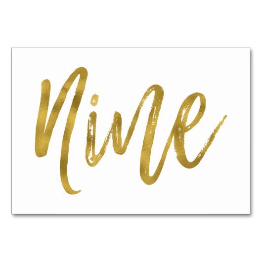 Goud en wit Elegante Tafel Nummer Negen. Kaart (Voorkant)