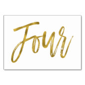 Goud en Wit Elegante Tafel Nummer Vier Kaart (Achterkant)